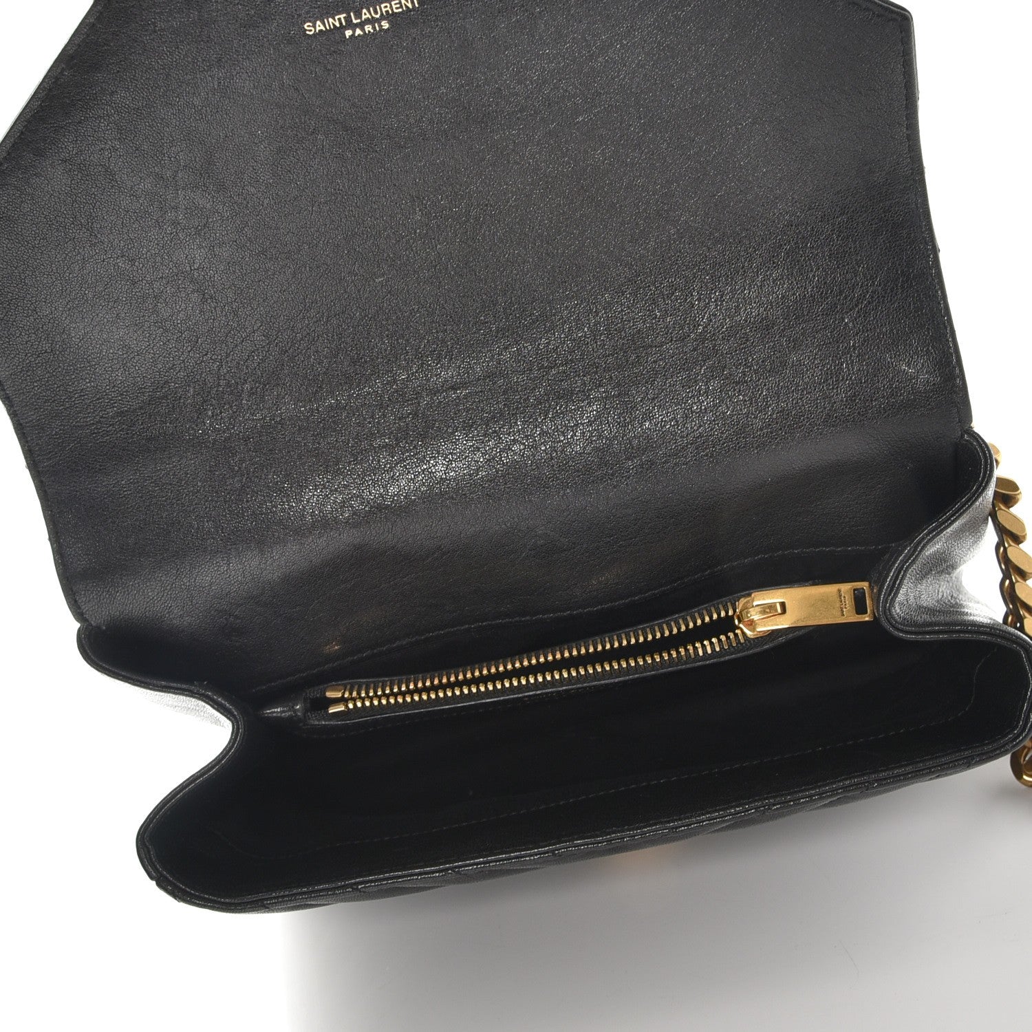 Saint Laurent Sheepskin Matelasse Chevron Monogram Medium College Bag Black 6 of 9