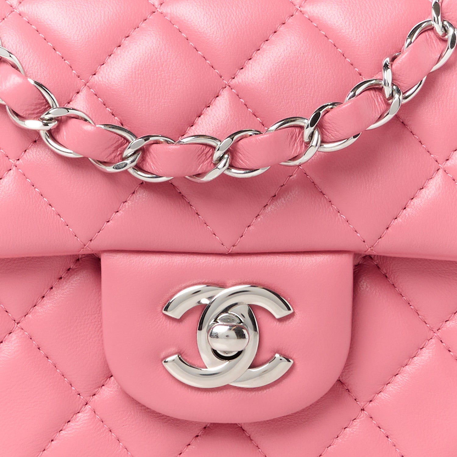 Chanel Lambskin Quilted Mini Rectangular Flap Pink 9 of 13