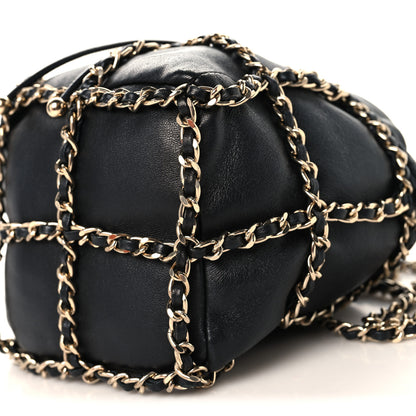 Chanel Lambskin Bucket Chain Drawstring Bag Black 10 of 10