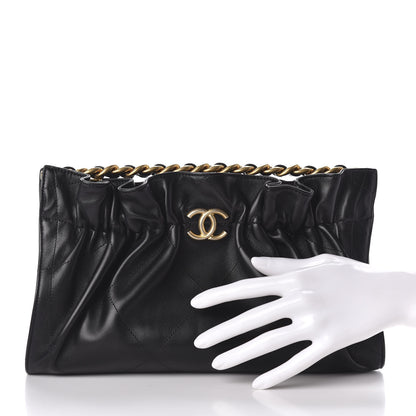 Chanel Lambskin Chain Kiss Lock Clutch Black 2 of 9