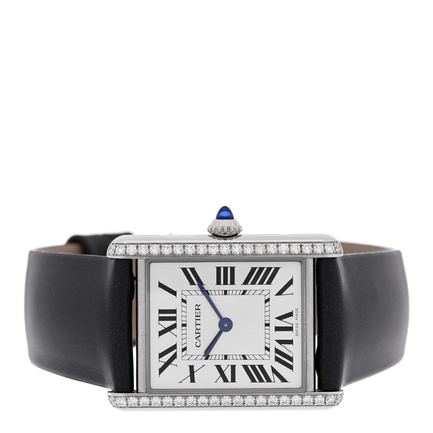 Cartier Stainless Steel Satin Diamond 25mm Must de Cartier Tank Quartz Watch 2 of 5
