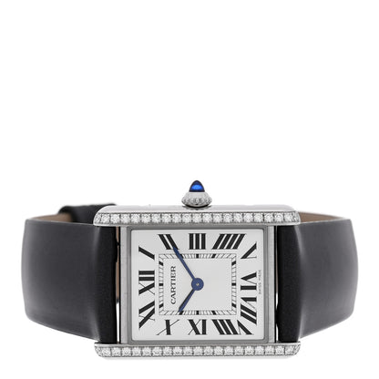 Cartier Stainless Steel Satin Diamond 25mm Must de Cartier Tank Quartz Watch 2 of 5