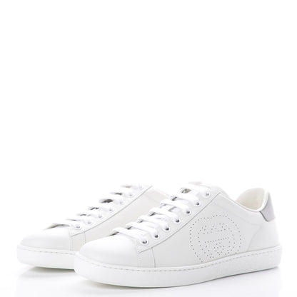 Gucci Calfskin Interlocking G Perforated Womens Ace Sneakers 36.5 White Grey Sky 3 of 10