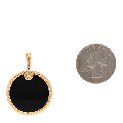 David Yurman 18K Yellow Gold Black Elements Disc Pendant 2 of 4