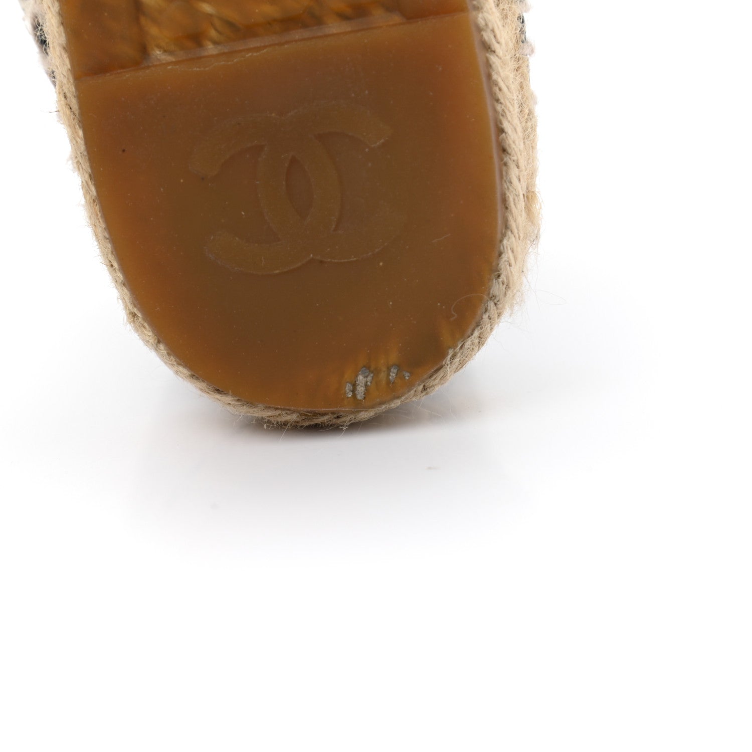 Chanel Crackled Calfskin High Top Espadrilles 39 Light Beige Black 10 of 10