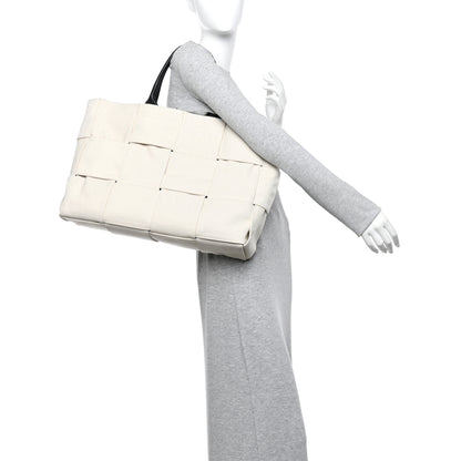 Bottega Veneta Canvas Maxi Intrecciato Large Arco Tote Beige Black 2 of 10