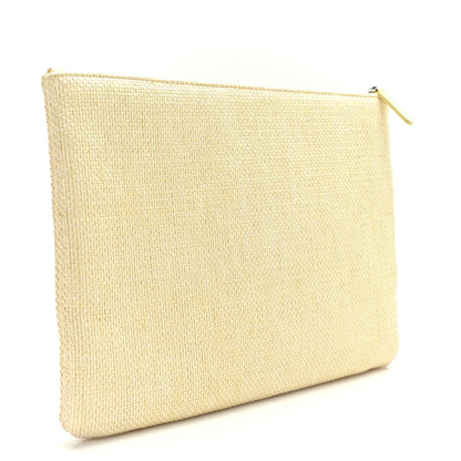 Chanel Woven Straw Raffia Large Deauville Pouch Light Yellow 3 of 7
