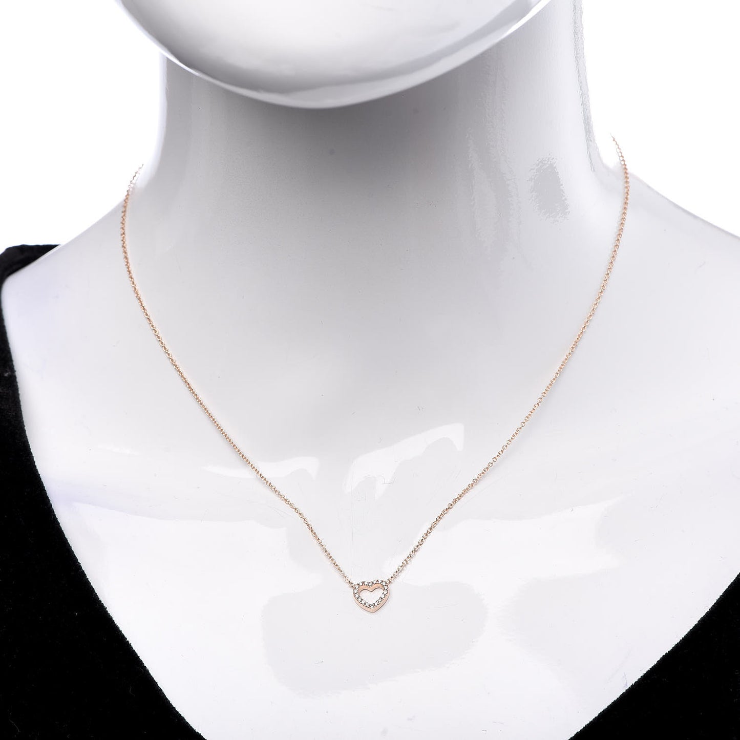 18K Rose Gold Diamond Metro Heart Pendant Necklace