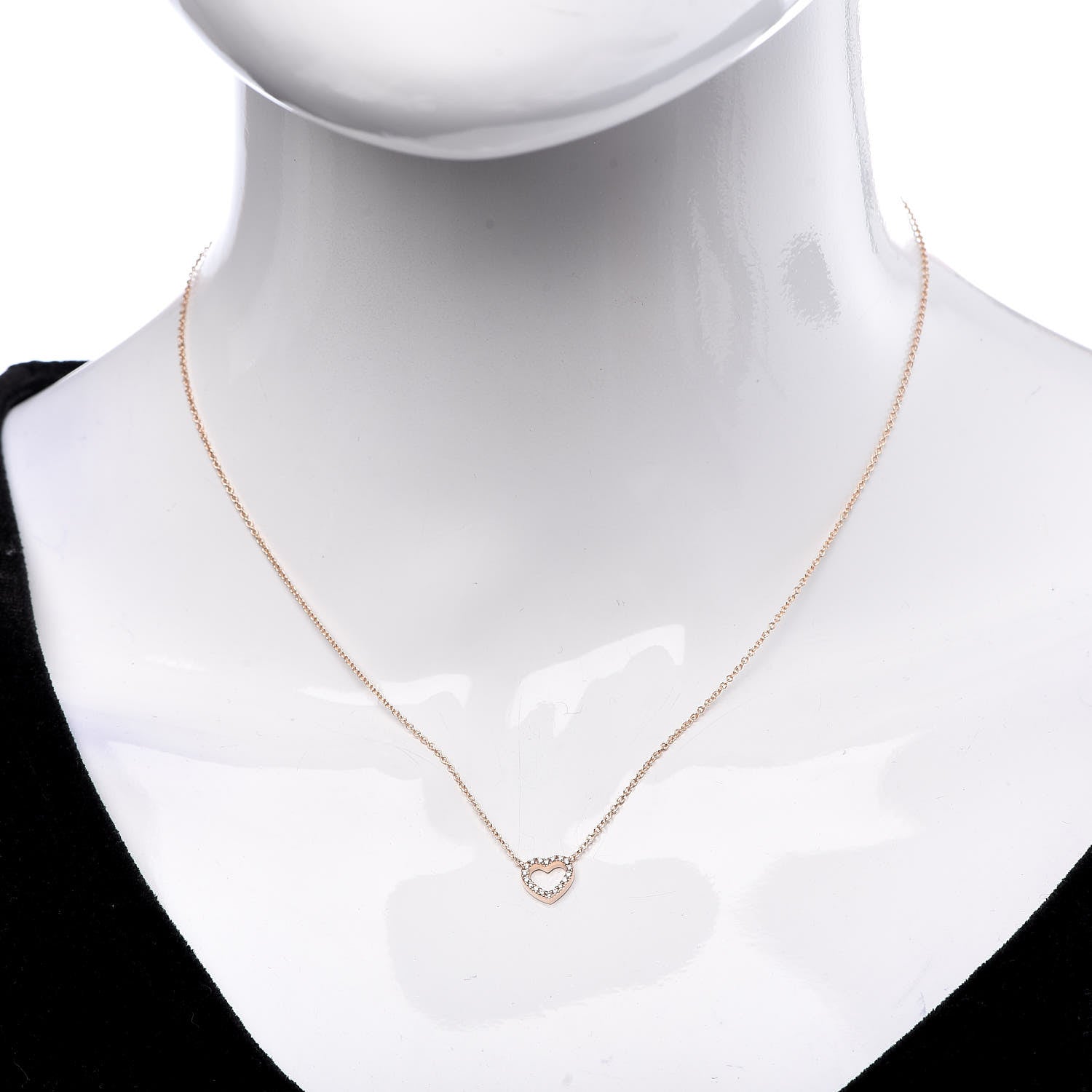 Tiffany 18K Rose Gold Diamond Metro Heart Pendant Necklace 2 of 6