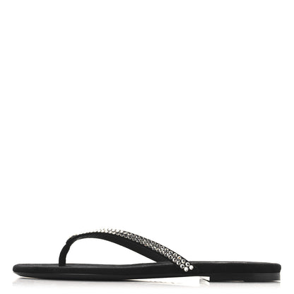 Chanel Suede Kidskin Strass CC Thong Sandals 37 Black 1 of 10
