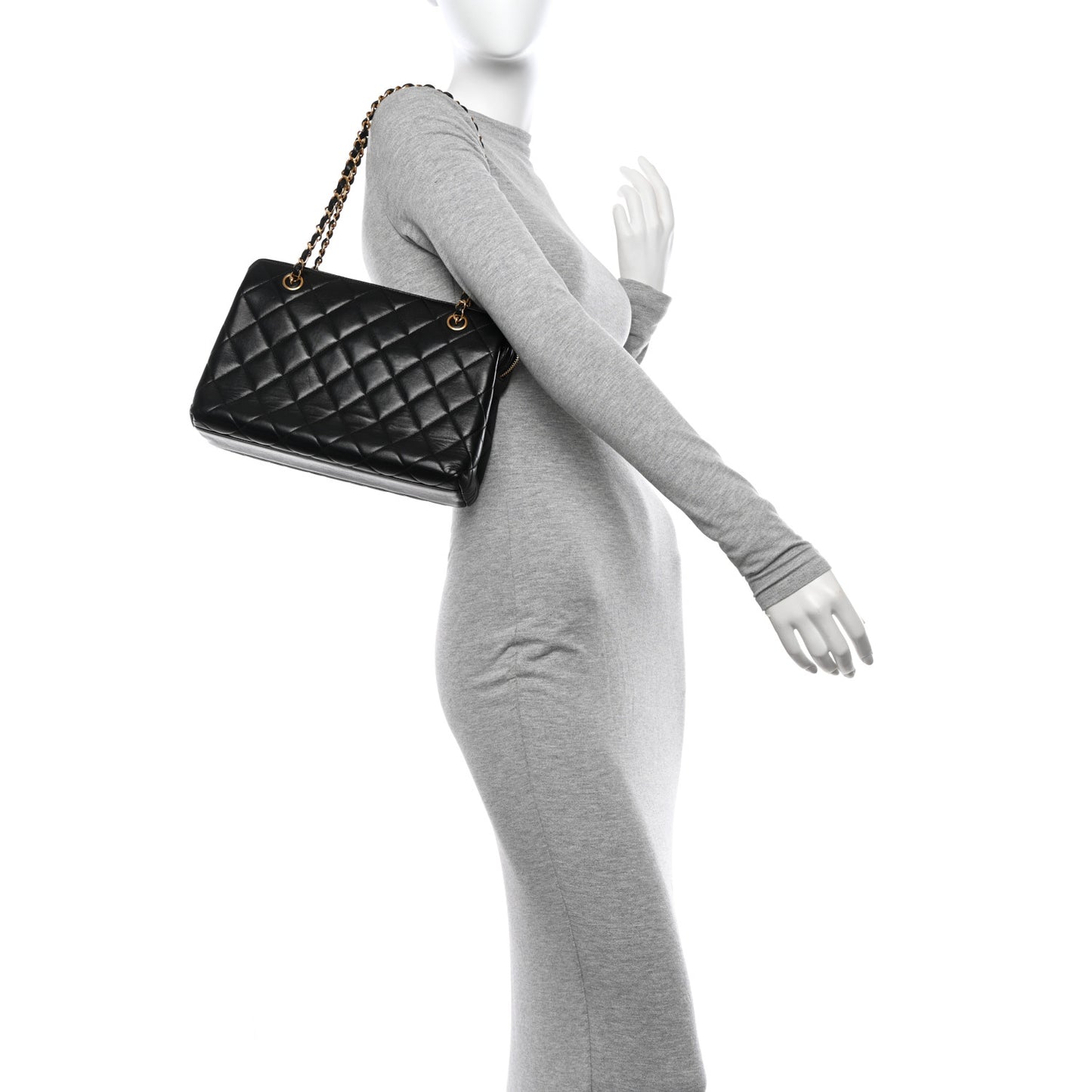 Lambskin Quilted Shoulder Bag Black