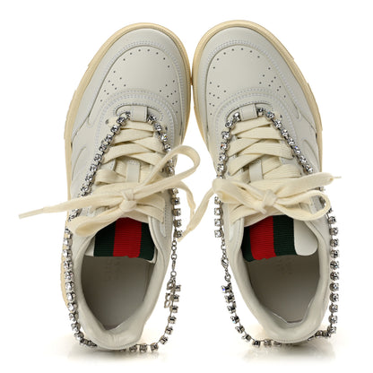 Gucci Calfskin Womens Re-Web Removable Crystal Sneakers 36 White 2 of 10