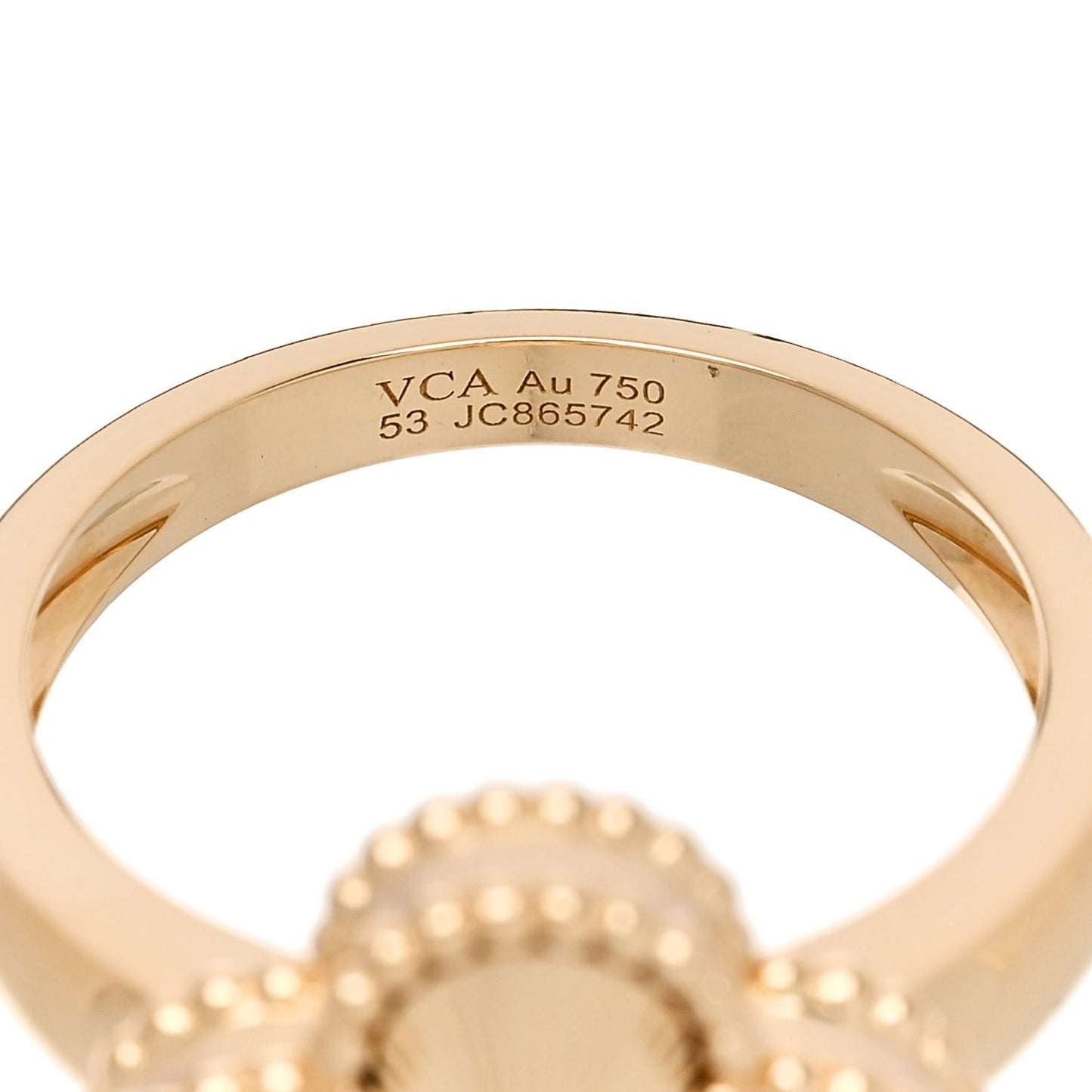 18K Yellow Gold Guilloche Vintage Alhambra Ring 53 6.5