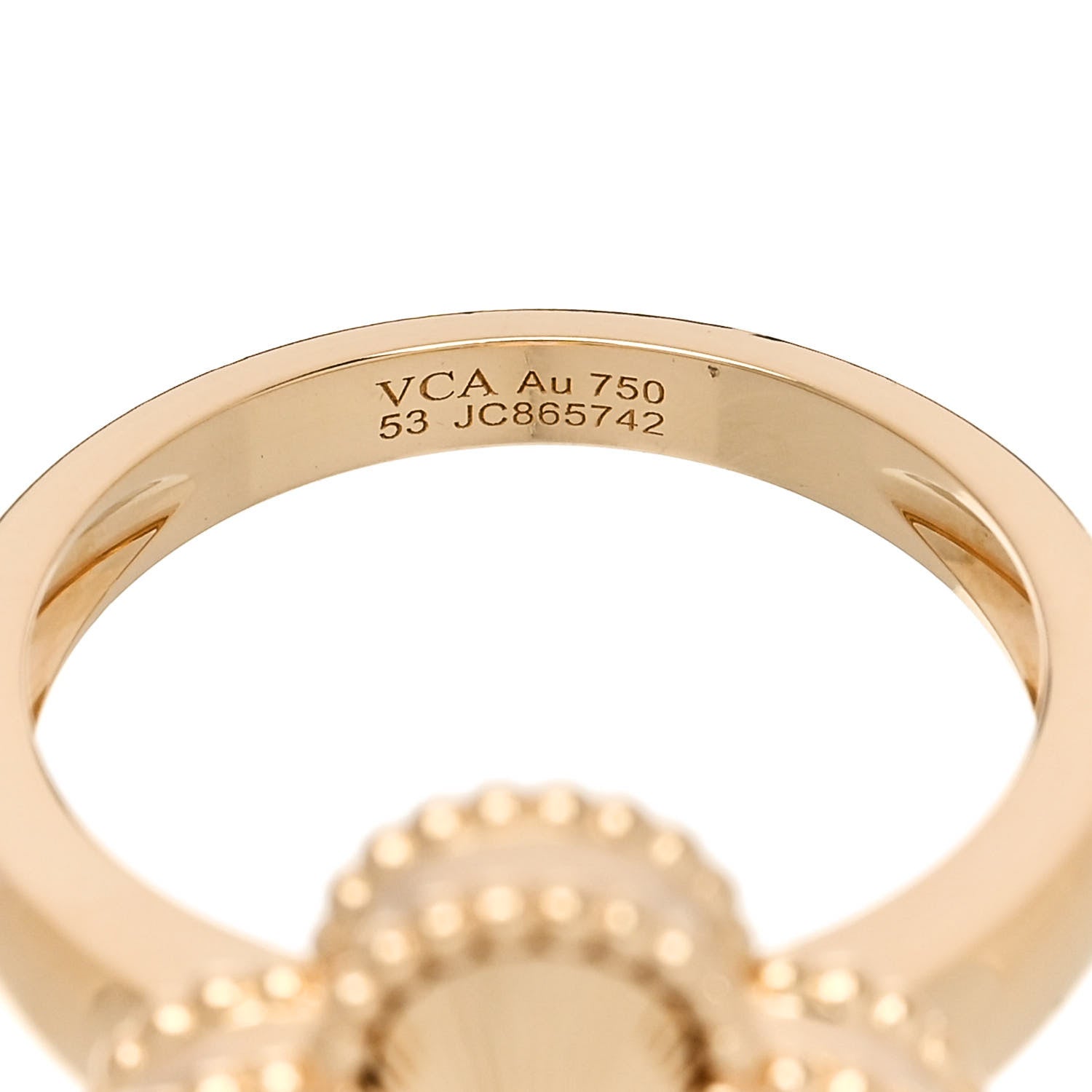 Van Cleef & Arpels 18K Yellow Gold Guilloche Vintage Alhambra Ring 53 6.5 5 of 6