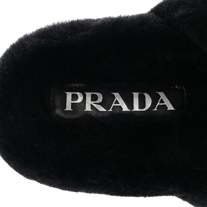 Prada Montone Metal Triangle Logo 20mm Slippers 9 Black 7 of 9