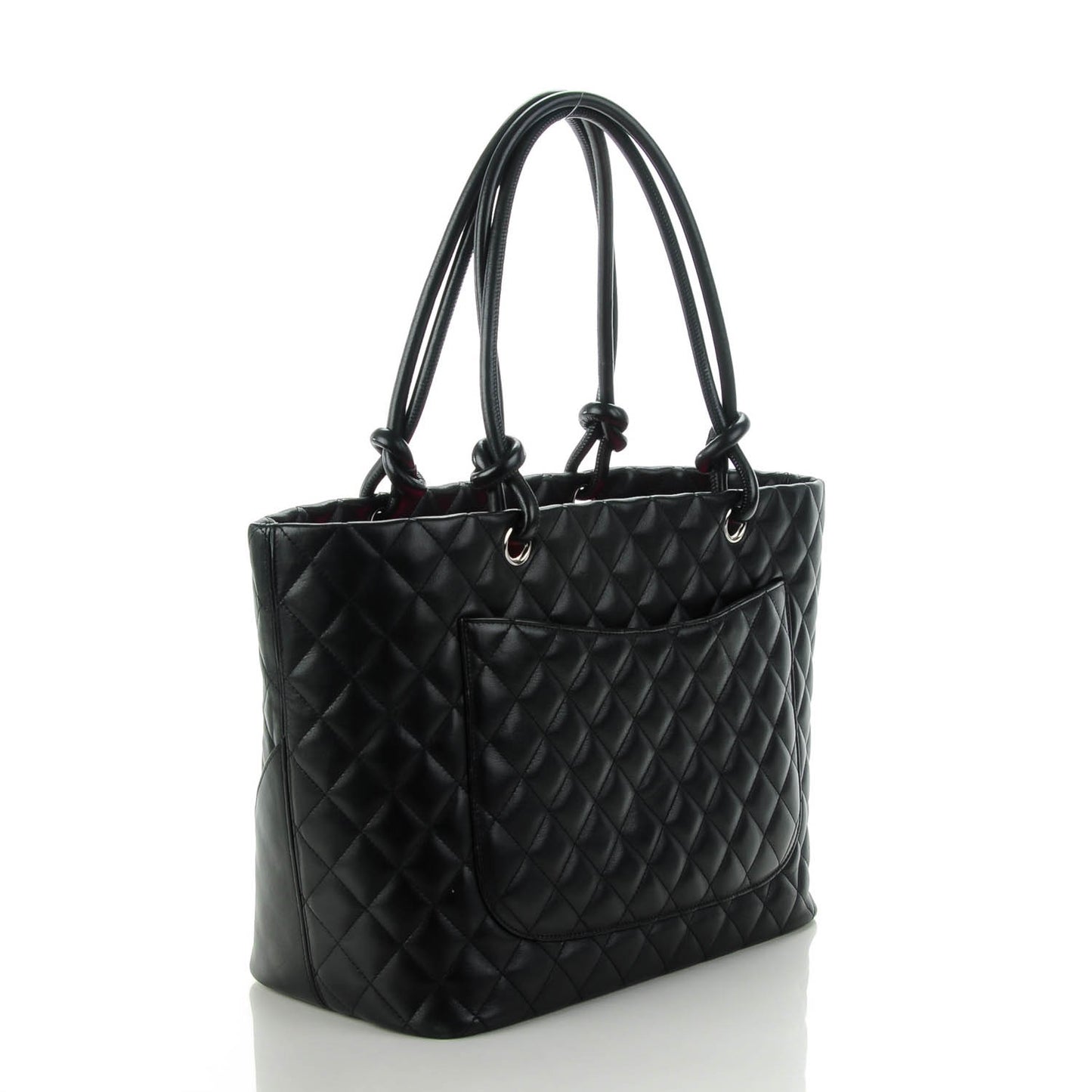 Calfskin Quilted Large Cambon Tote Black