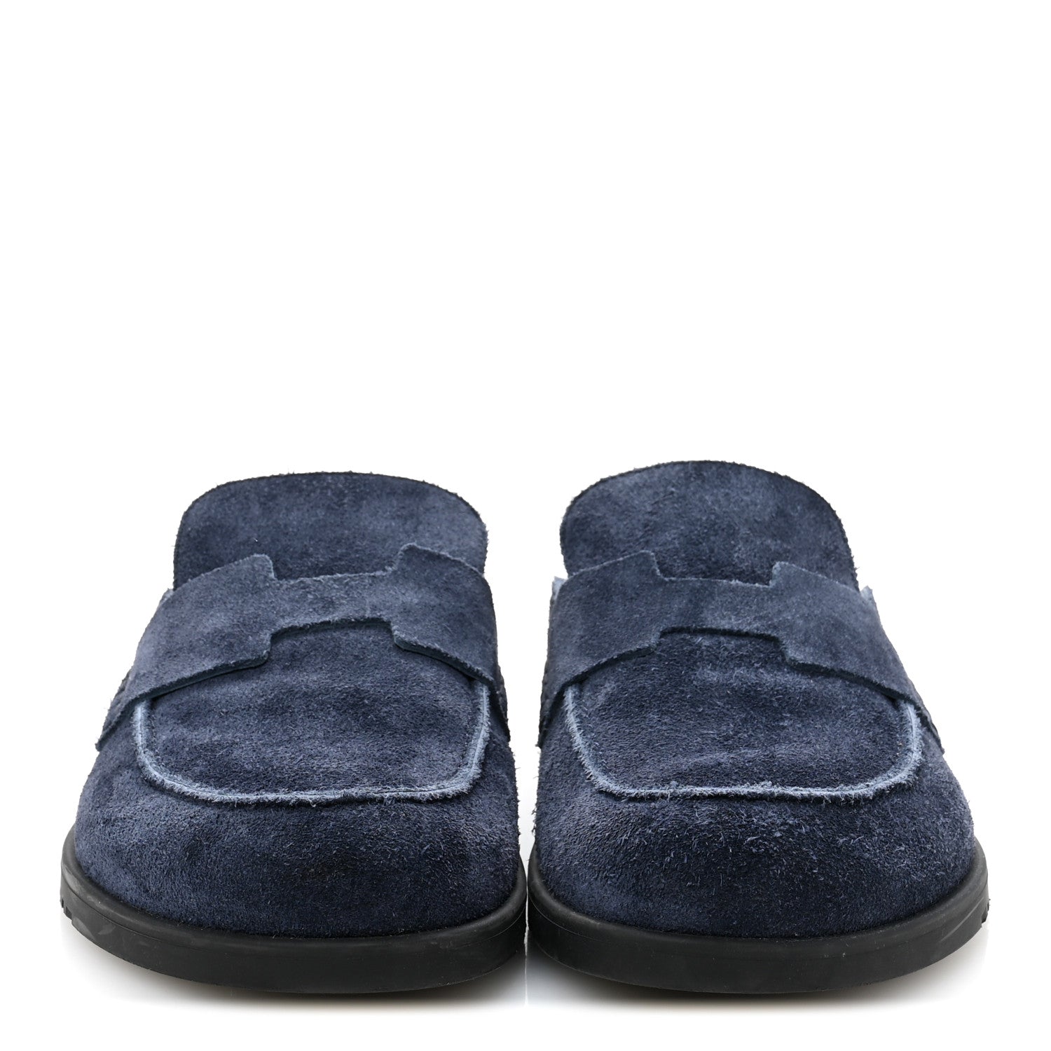 Hermes Suede Calfskin Mens Go Mules 43 Bleu Celeste 3 of 10