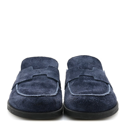 Hermes Suede Calfskin Mens Go Mules 43 Bleu Celeste 3 of 10