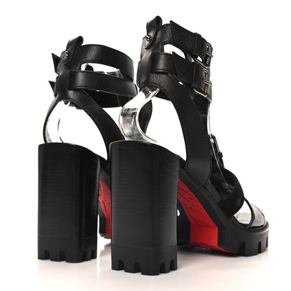Christian Louboutin Calfskin Crocodile Embossed Suede Rangerissima Lug 100 Sandal 39 Black 5 of 8