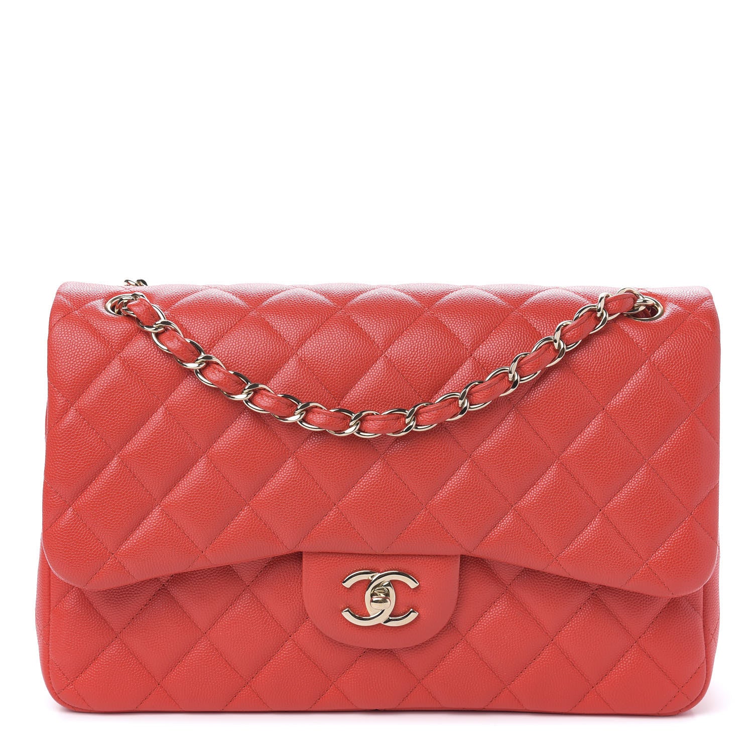 Chanel Caviar Quilted Jumbo Double Flap Red 1 of 10