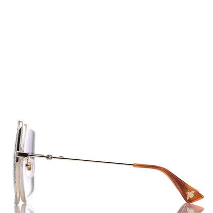 Gucci Glitter Acetate Oversize Square Frame Sunglasses GG0106S Silver 3 of 7