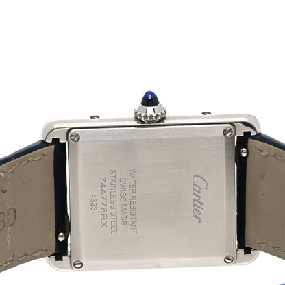Cartier Stainless Steel Alligator 25mm Must de Cartier Tank Quartz Watch Blue 4 of 5