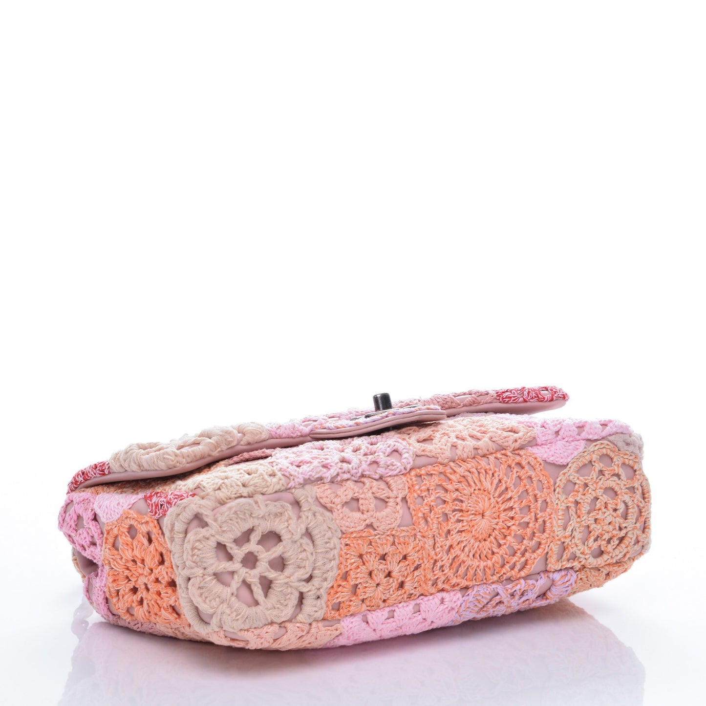Lambskin Crochet Medium Single Flap Pink