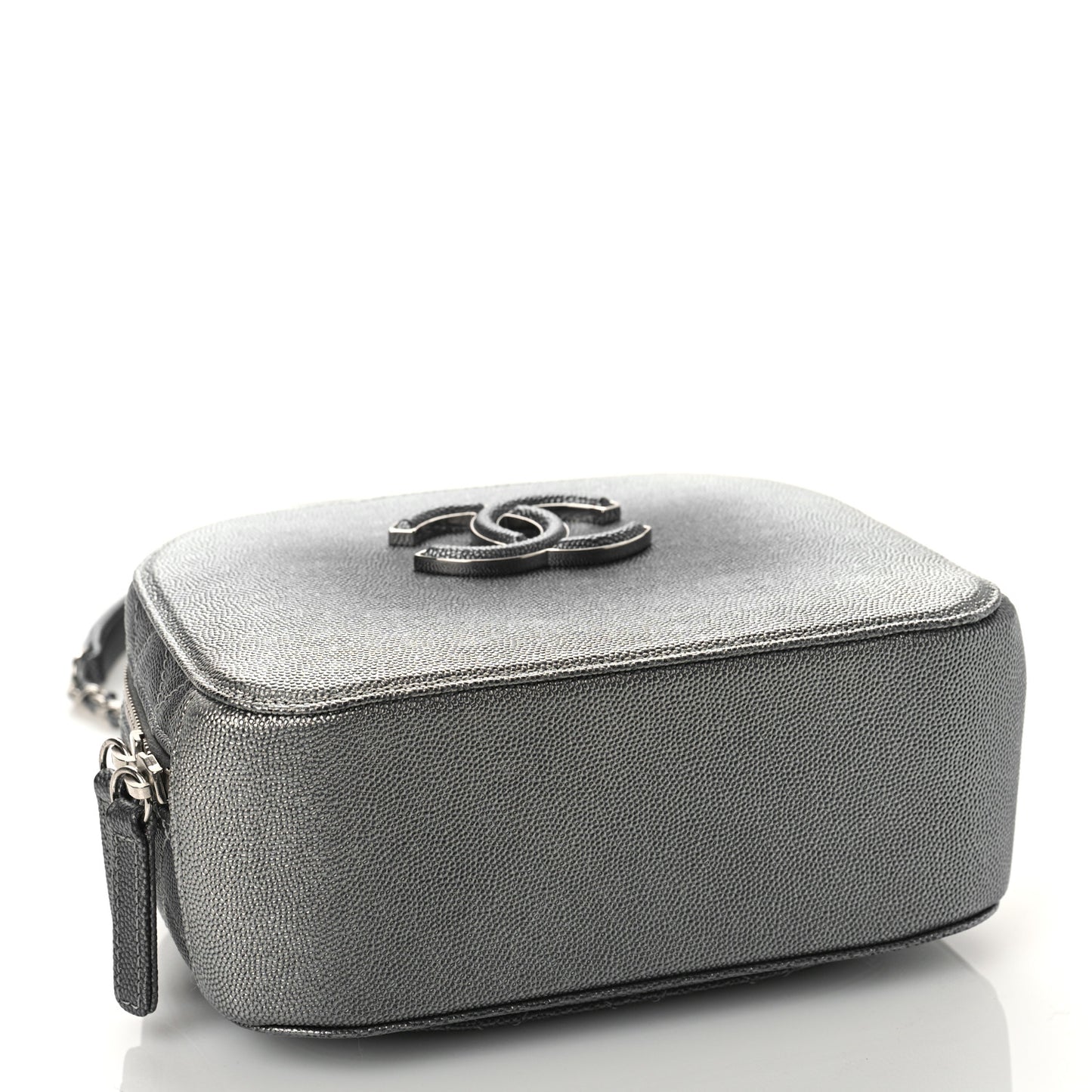 Metallic Caviar Small Coco Curve Vanity Bag Navy Blue Silver