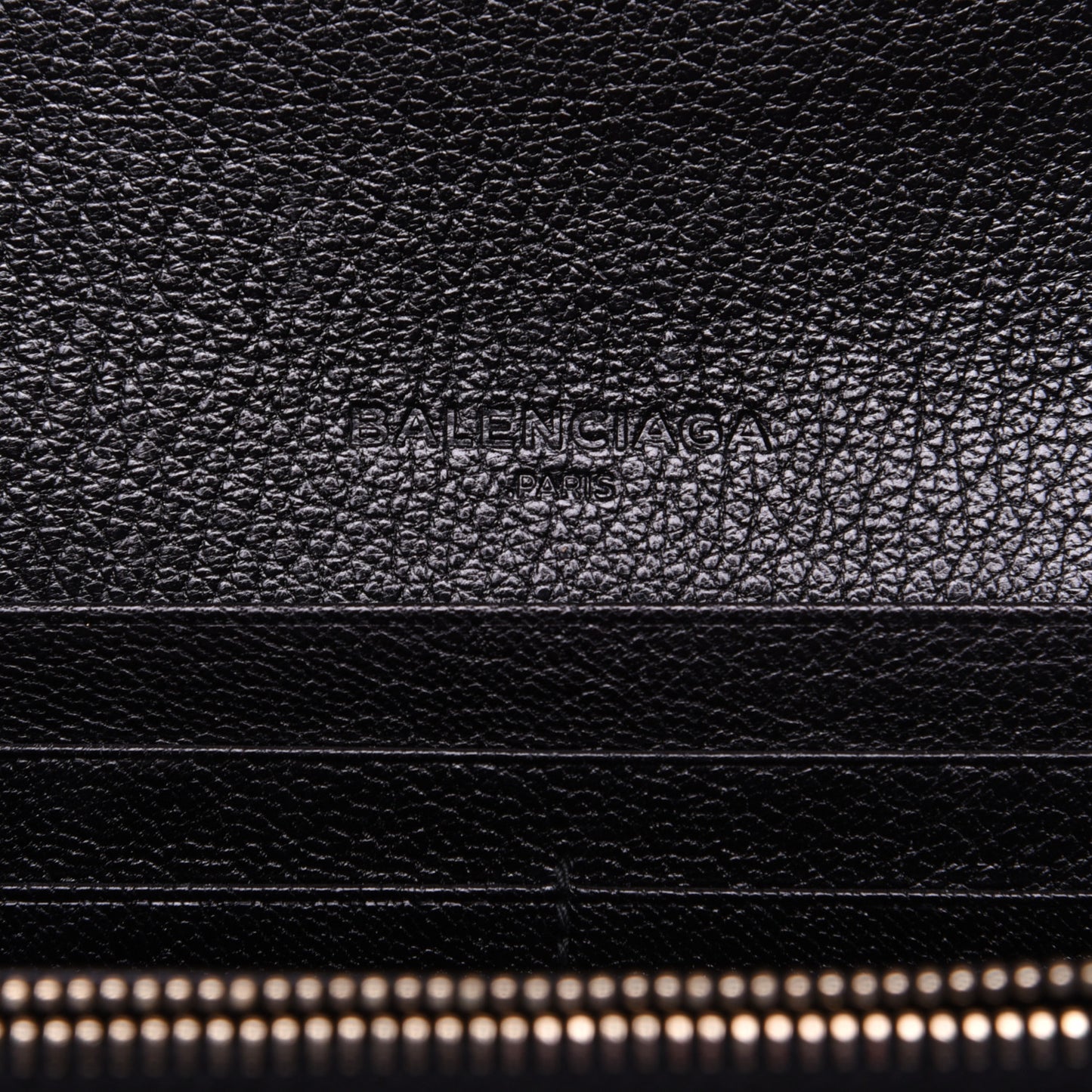 Chevre Gold Metallic Edge Hardware Money Wallet Black