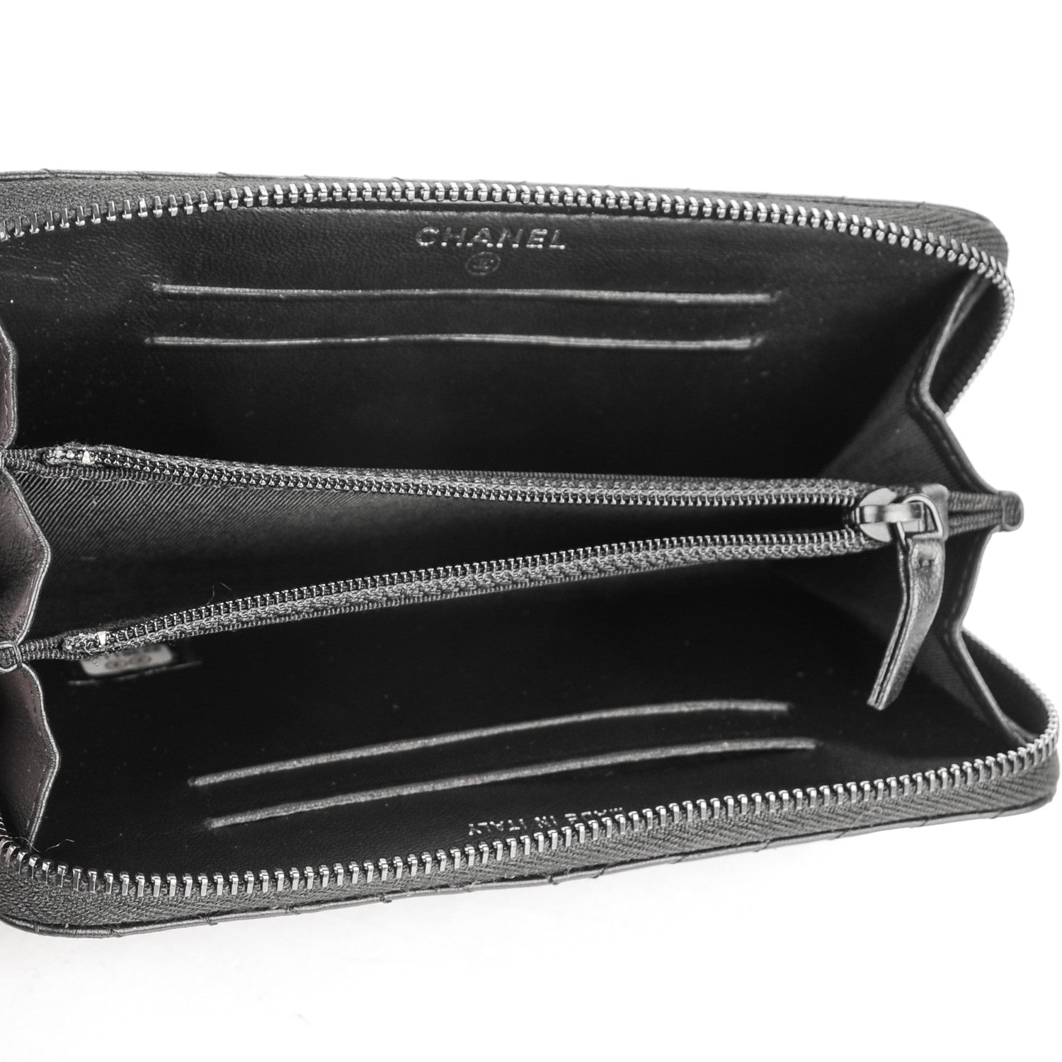 Chanel Lambskin Chevron Quilted Small Zip Around Wallet So Black 5 of 8