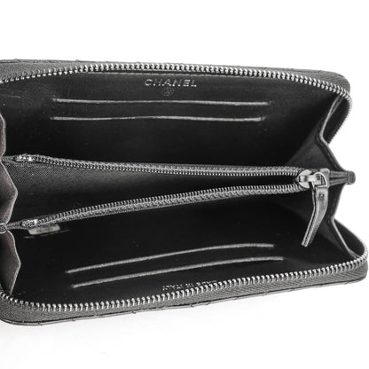 Chanel Lambskin Chevron Quilted Small Zip Around Wallet So Black 5 of 8