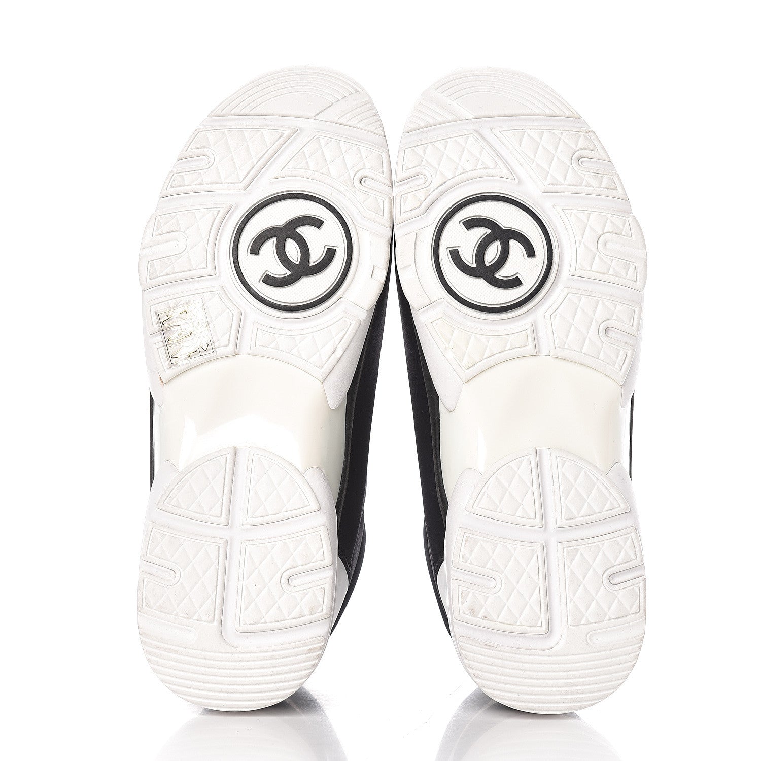 Chanel Lycra Fabric Womens CC Sneakers 39 Black White Pink 5 of 10