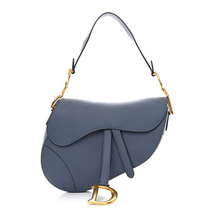 Christian Dior Grained Calfskin Saddle Bag Sky Blue 1 of 11