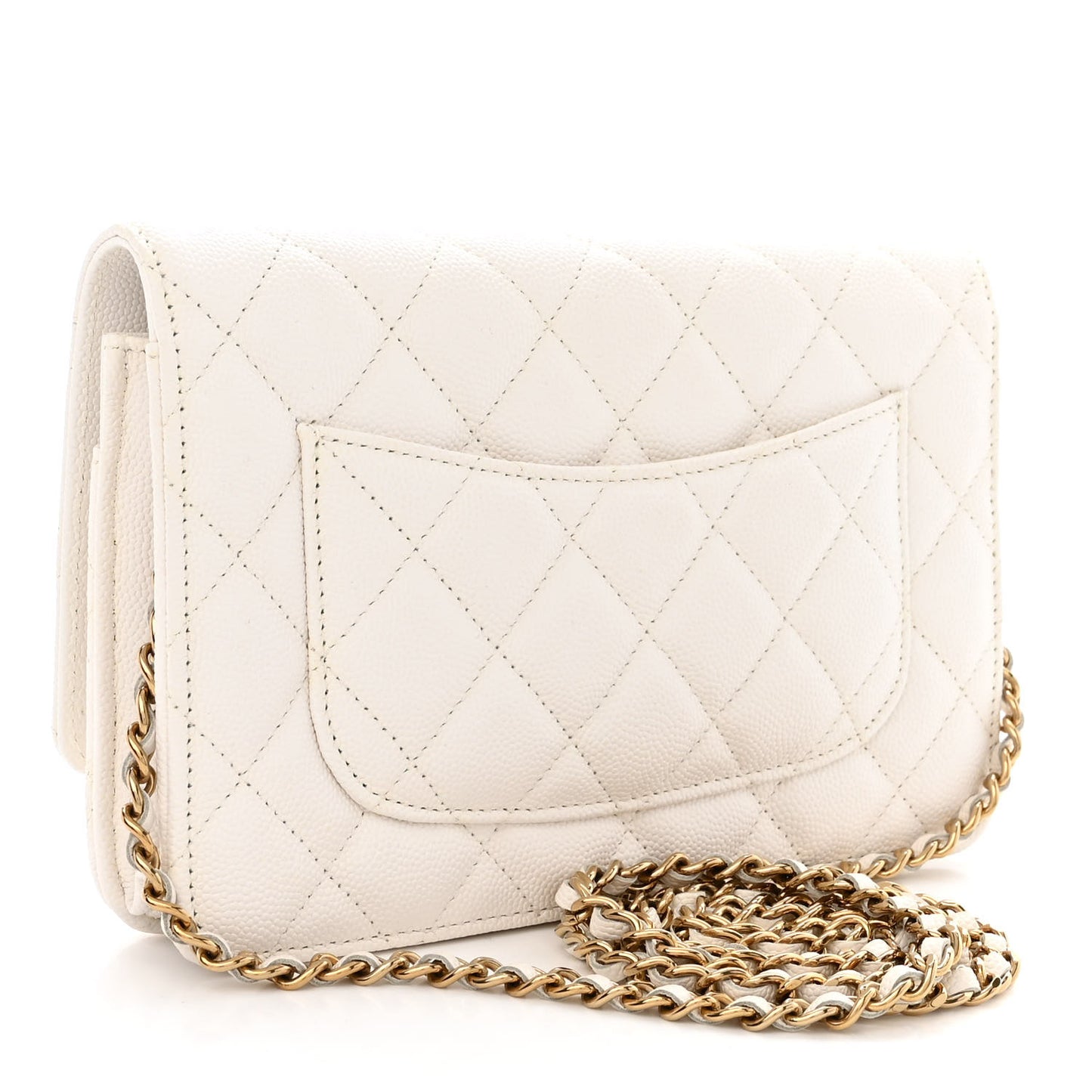 Caviar Quilted Wallet On Chain WOC White