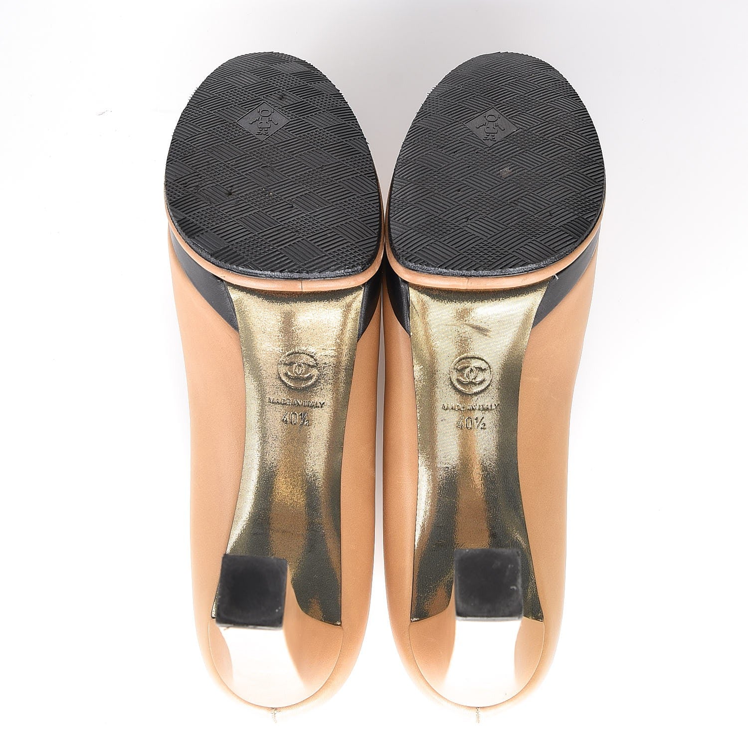 Chanel Lambskin Cap Toe Pumps 40.5 Beige Black 5 of 12