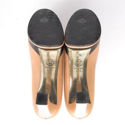 Chanel Lambskin Cap Toe Pumps 40.5 Beige Black 5 of 12