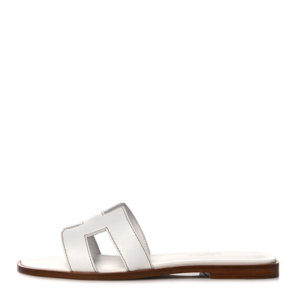 Hermes Box Calfskin Oran Sandals 35.5 White 1 of 9