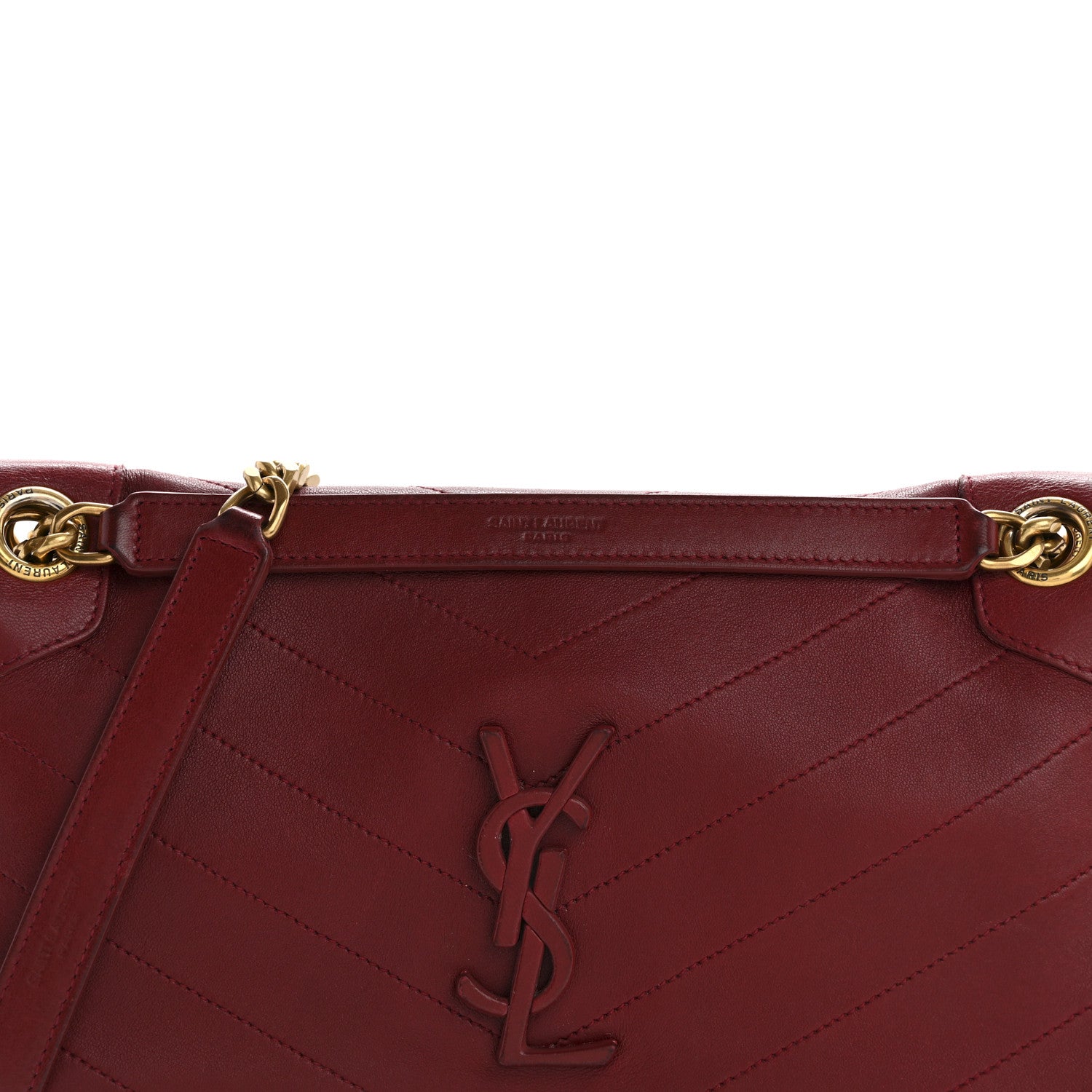 Saint Laurent Lambskin Matelasse Monogram Medium Niki Chain Satchel Red 8 of 16