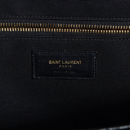 Saint Laurent Grain De Poudre Matelasse Chevron Large Monogram Satchel Black 6 of 8