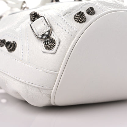Balenciaga Agneau Arena Le Cagole Bucket Bag XS Optic White 8 of 10