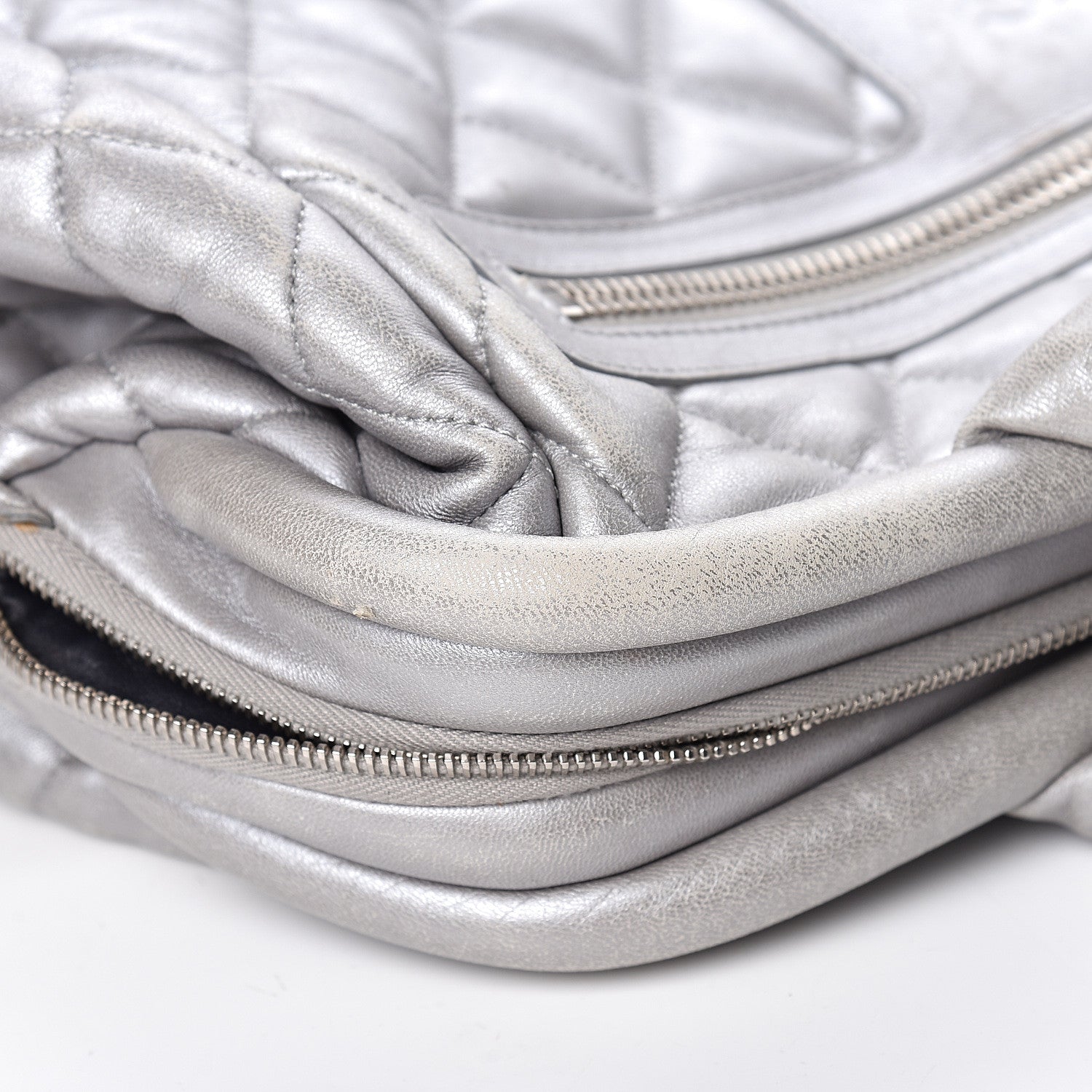 Chanel Metallic Lambskin Quilted Coco Cocoon Bowler Silver 10 of 17