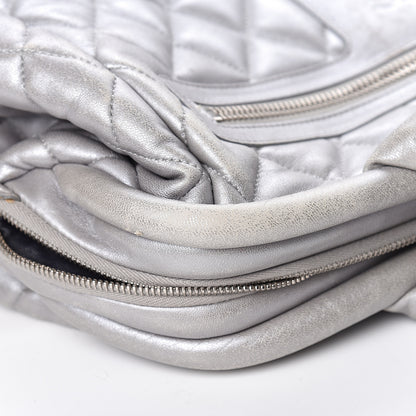 Chanel Metallic Lambskin Quilted Coco Cocoon Bowler Silver 10 of 17