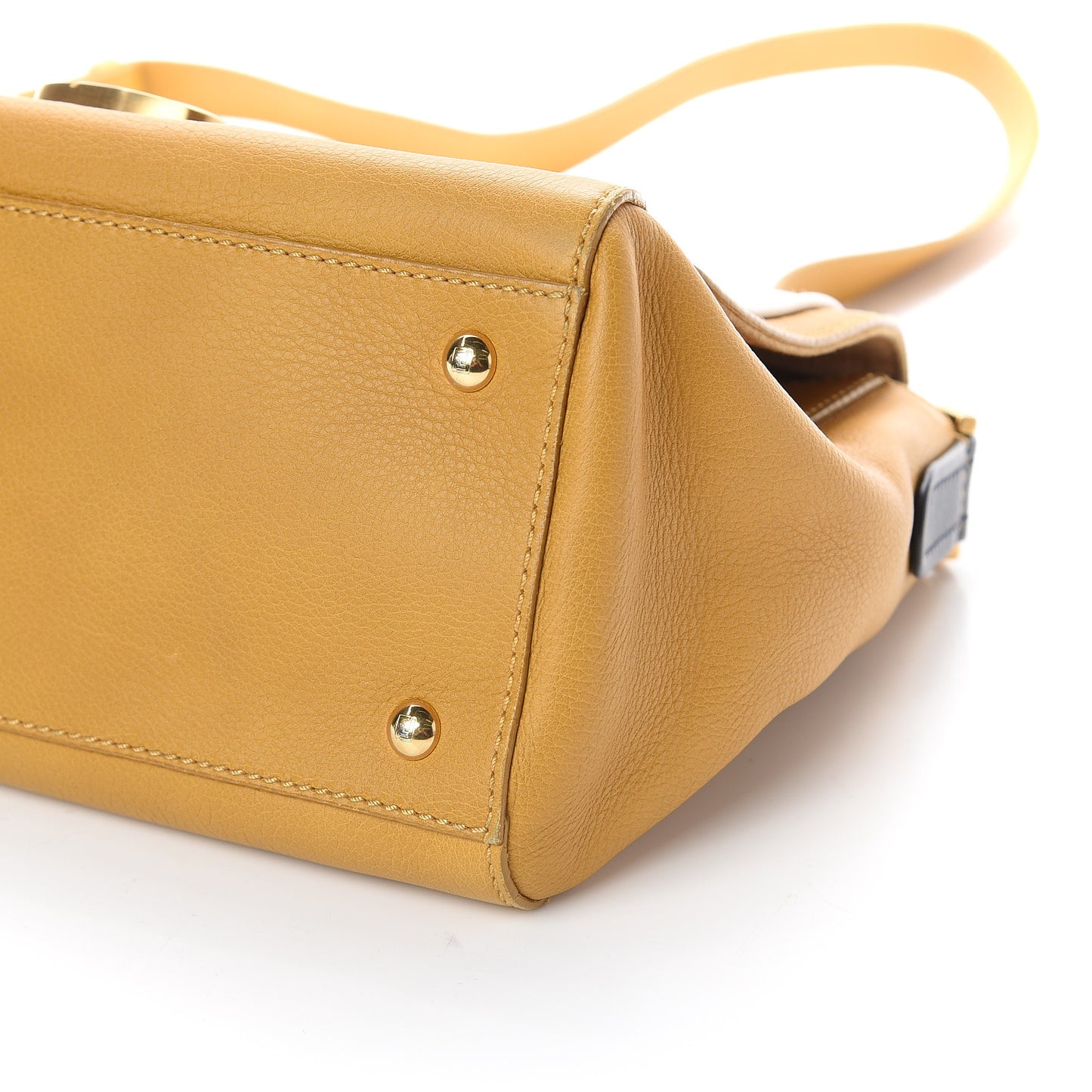 Calfskin Colorblock Anna Shoulder Bag Yellow White