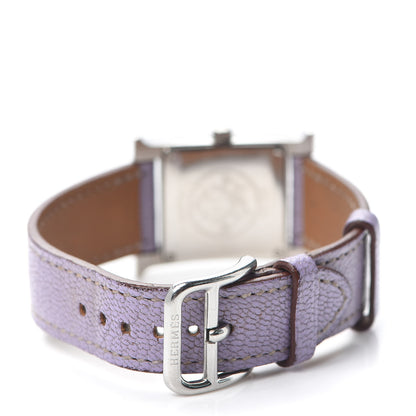 Hermes Stainless Steel Chevre Mysore 21mm Heure H Hour Quartz Watch Lilac 3 of 5