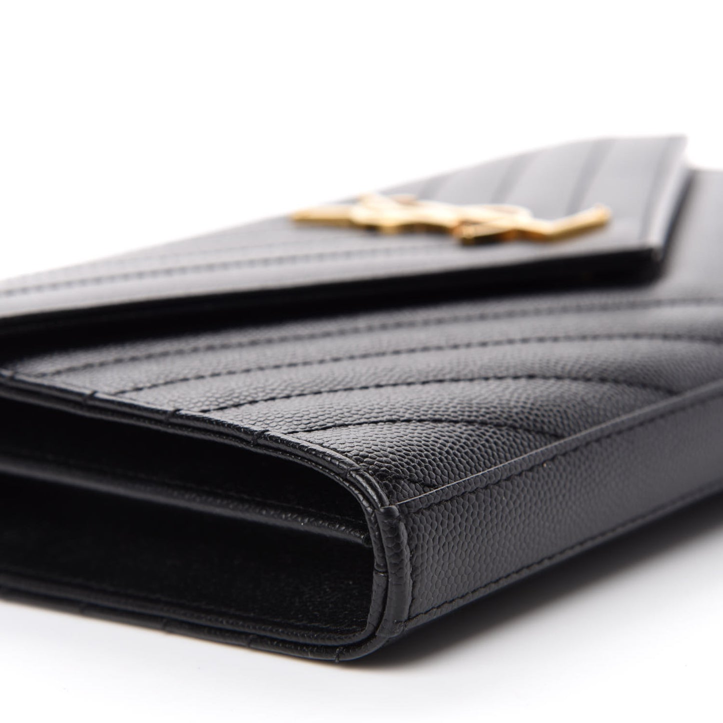 Grain De Poudre Matelasse Chevron Monogram Chain Wallet Black