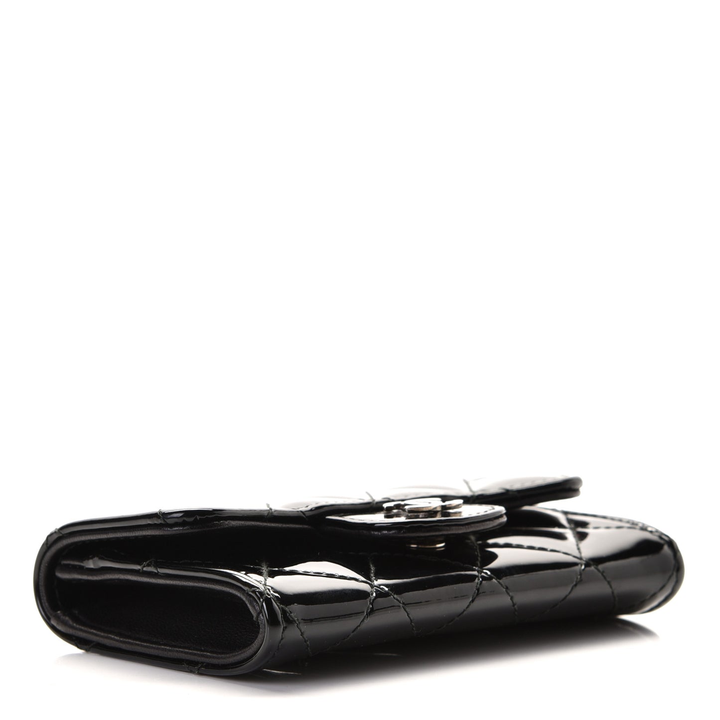 Patent Quilted Flap Card Holder Black
