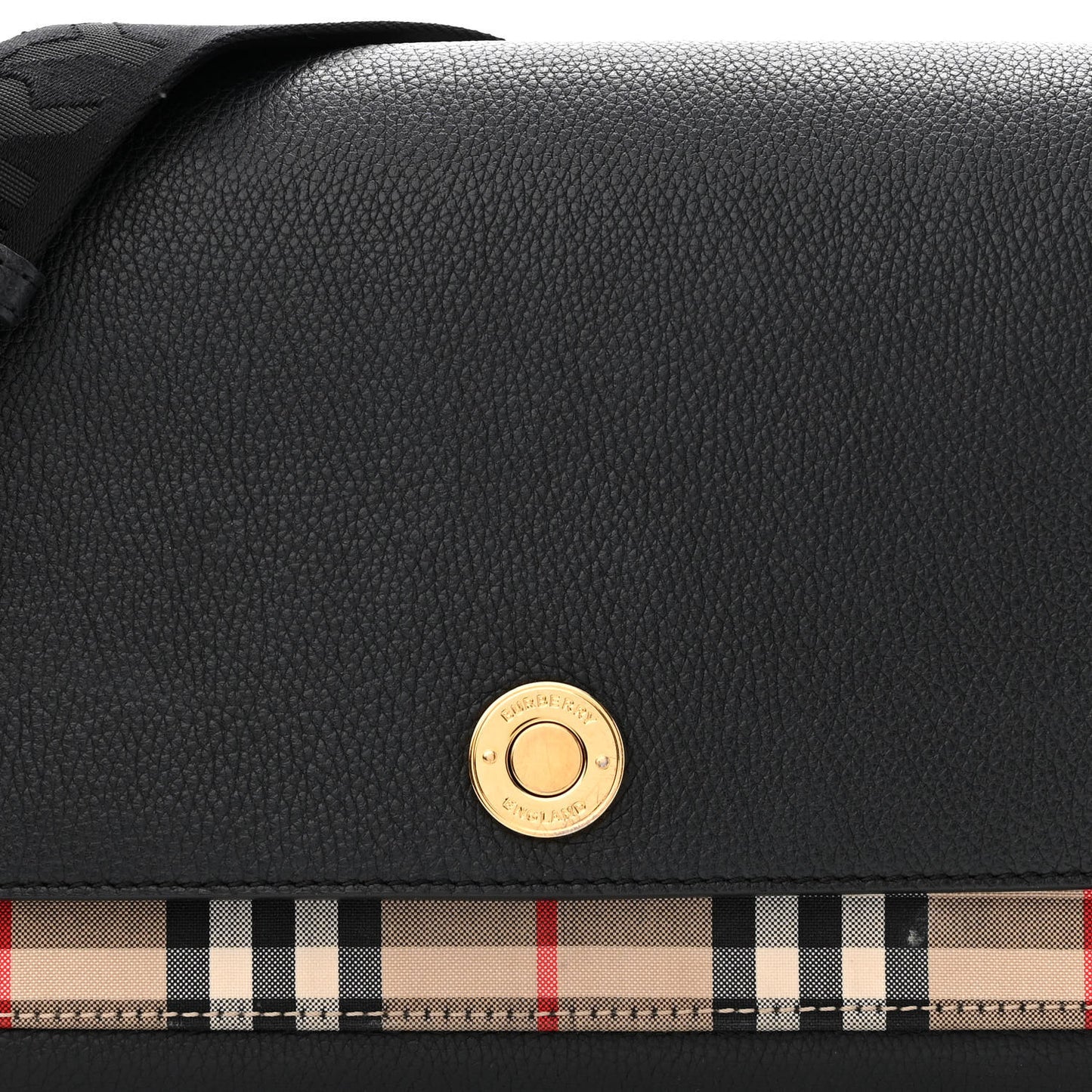 Grainy Calfskin Vintage Check Note Crossbody Bag Black