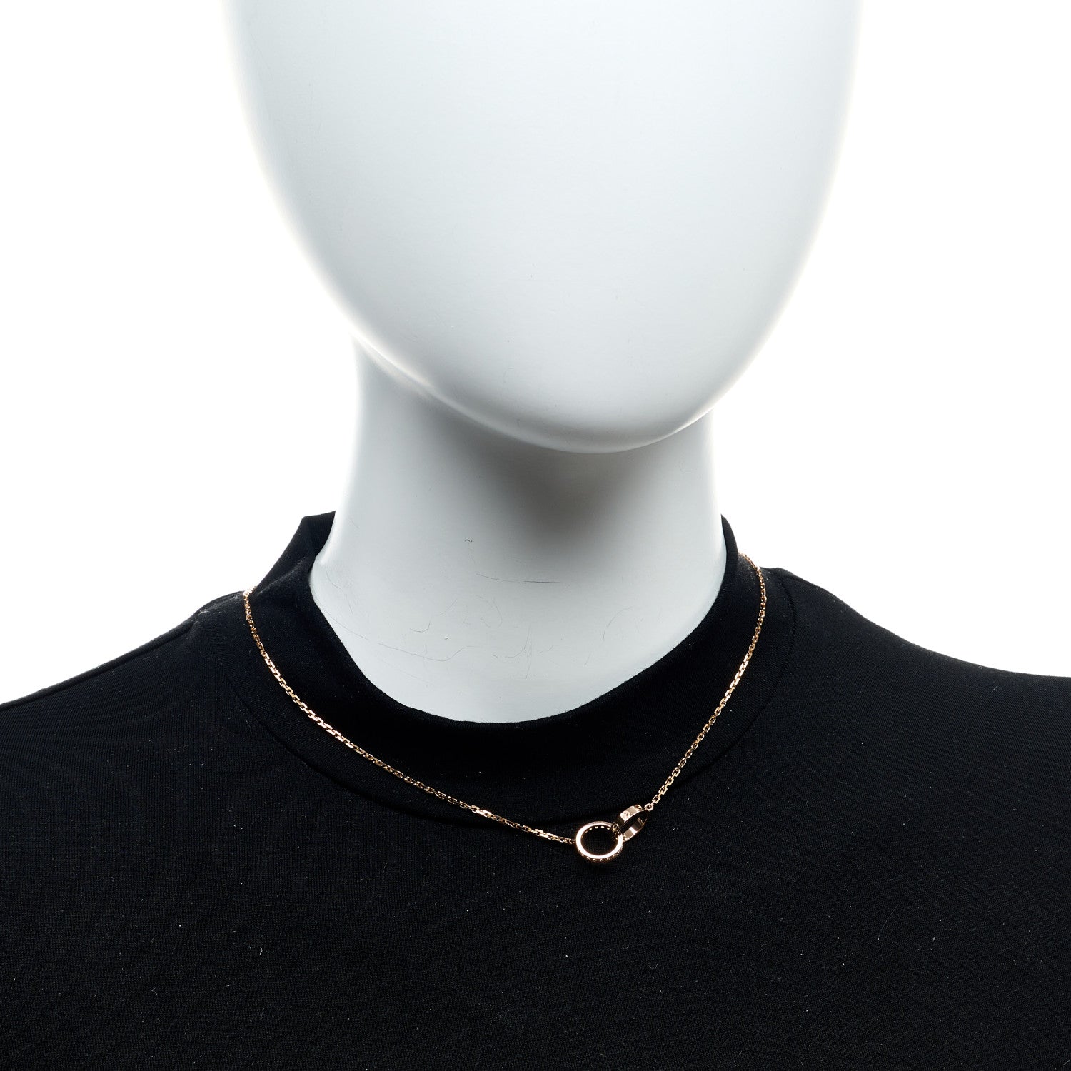Cartier 18K Pink Gold Diamond Interlocking LOVE Necklace 2 of 6