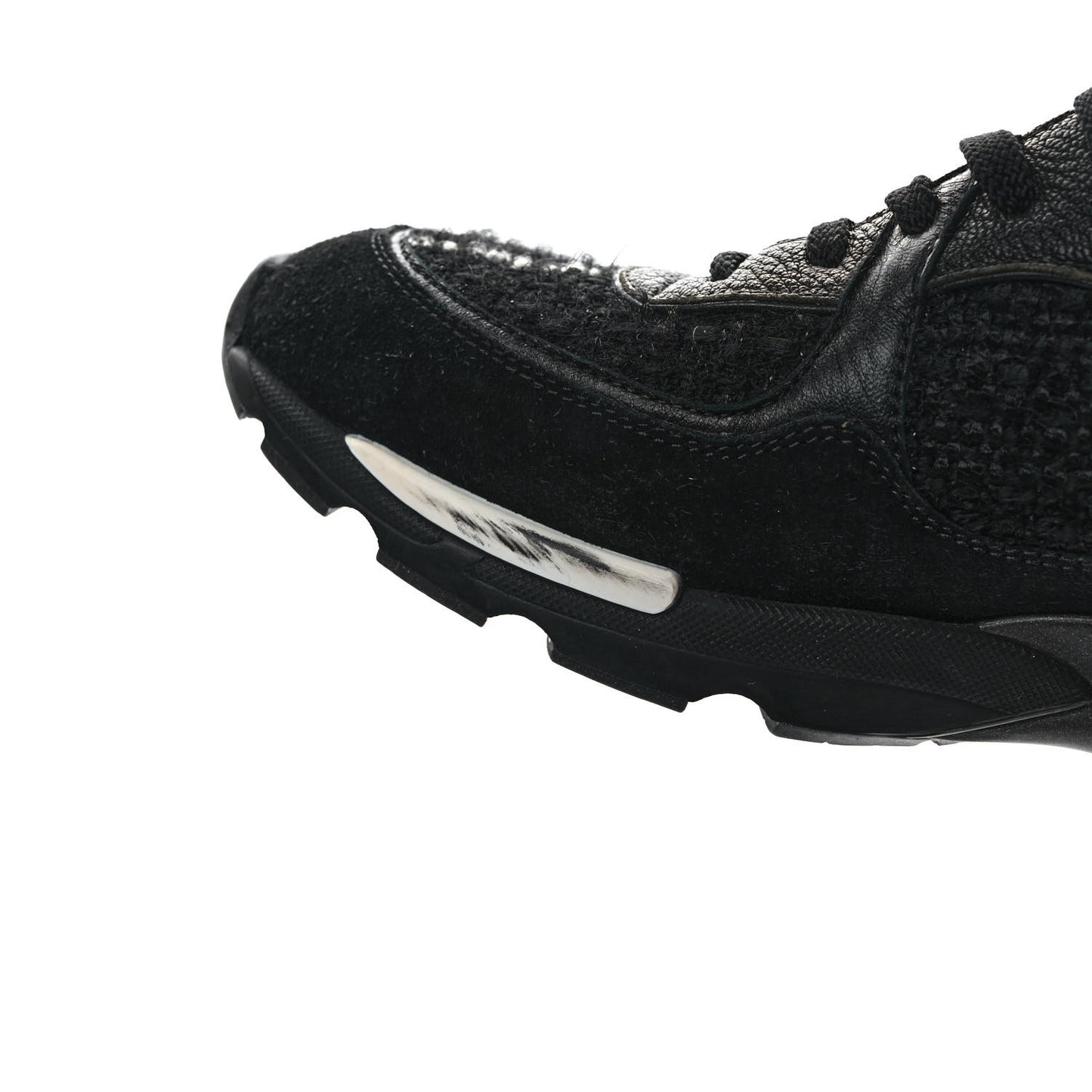 Tweed Suede Goatskin CC Sneakers 37.5 Black White