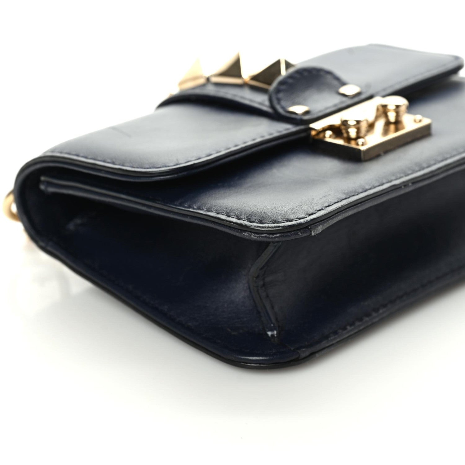 Valentino Garavani Vitello Mini Glam Lock Rockstud Flap Blue 4 of 9